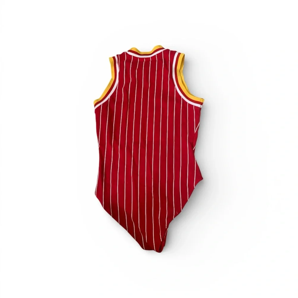Peanuts Red and Yellow Striped Bodysuit size S - Picture 2 of 3